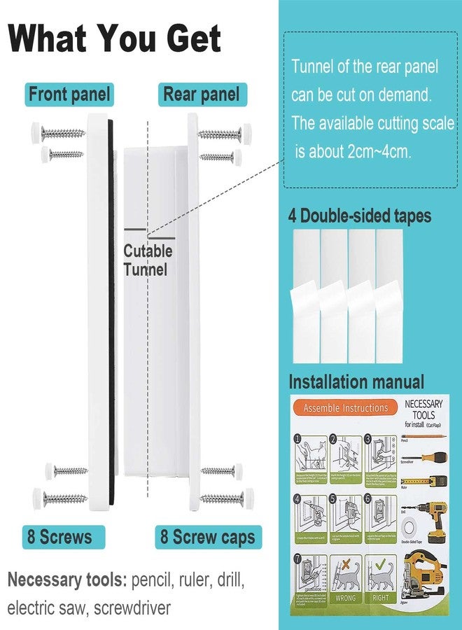 ليسمون باب للقطط، باب أمان للحيوانات الأليفة مزود بقفل رباعي الاتجاهات، مقاوم للعوامل الجوية وسهل التركيب، باب للقطط مناسب للأبواب الداخلية والخارجية والنوافذ والجدران (كبير، 7.28 بوصة × 7.48 بوصة) - Image 2